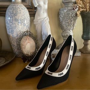 Christian Dior Black Technical Canvas Ribbon J 'Adior Pumps 39